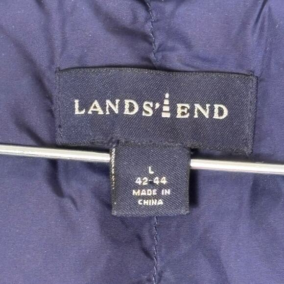 Lands’ End Down Vest Navy Blue Goose Down Feather Fill Men’s L 42-44 Pockets - Picture 5 of 16